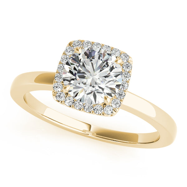 Diamond Square Solitaire Halo Engagement Ring 18k Yellow Gold (1.12ct)