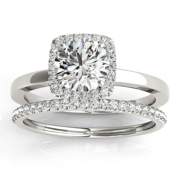 Diamond Halo Solitaire Bridal Set Setting 18k White Gold (0.20ct)