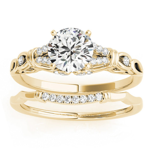 Diamond Antique Style Bridal Set Setting 18k Yellow Gold (0.18ct)