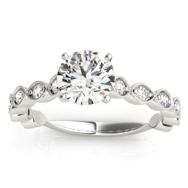 Vintage Style Diamond Engagement Ring Setting 18k White Gold (0.40ct)