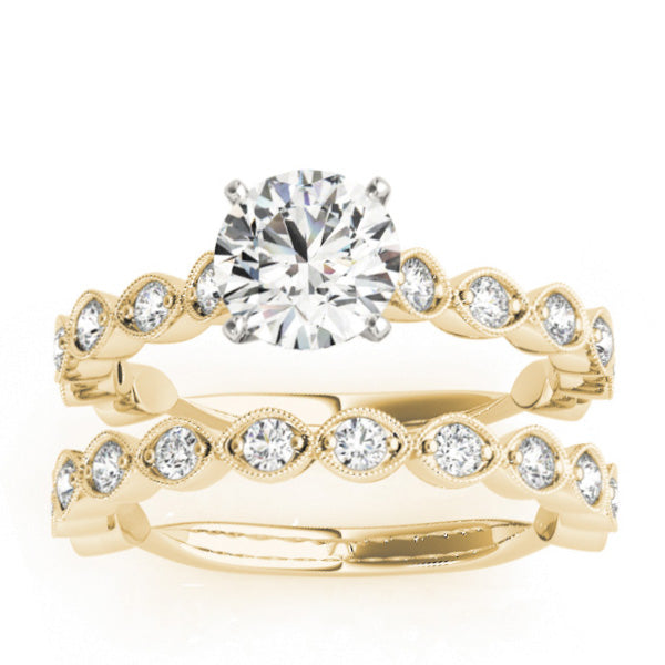 Vintage Marquise Diamond Bridal Set Setting 18k Yellow Gold (0.80ct)