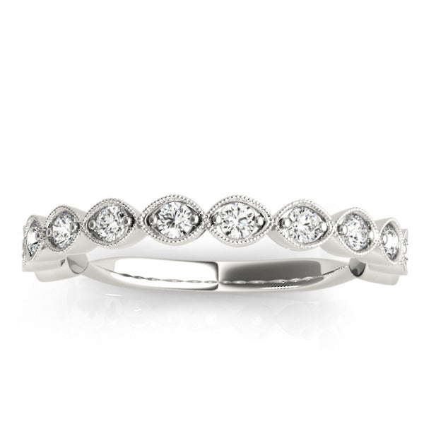 Vintage Marquise Diamond Wedding Ring Band 18k White Gold (0.40ct)