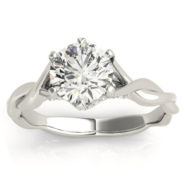 Diamond 6-Prong Twisted Bridal Set Setting 14k White Gold (0.19ct)
