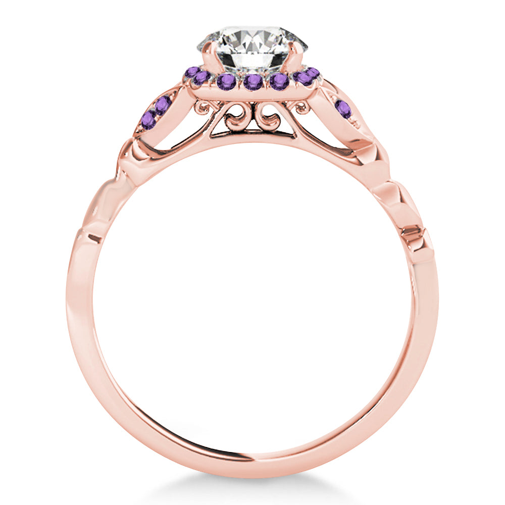 Amethyst Butterfly Halo Engagement Ring 18k Rose Gold (0.14ct)