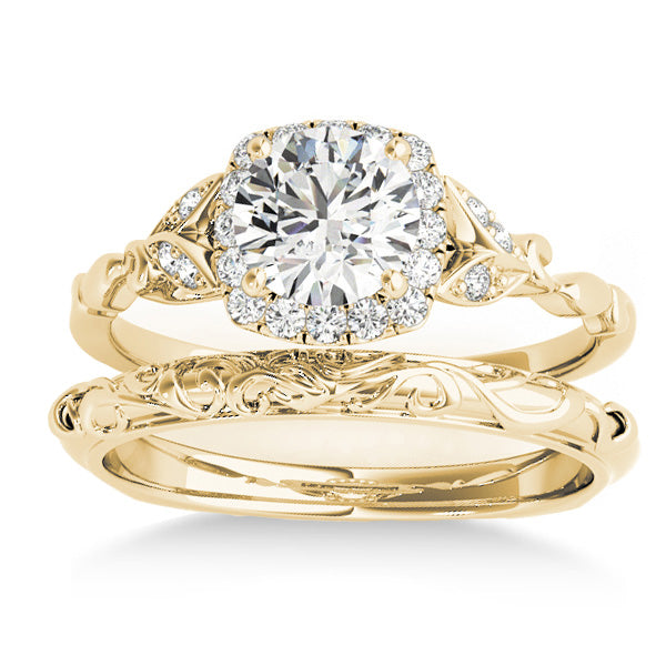 Diamond Antique Style Butterfly Bridal Set 14k Yellow Gold (0.14ct)