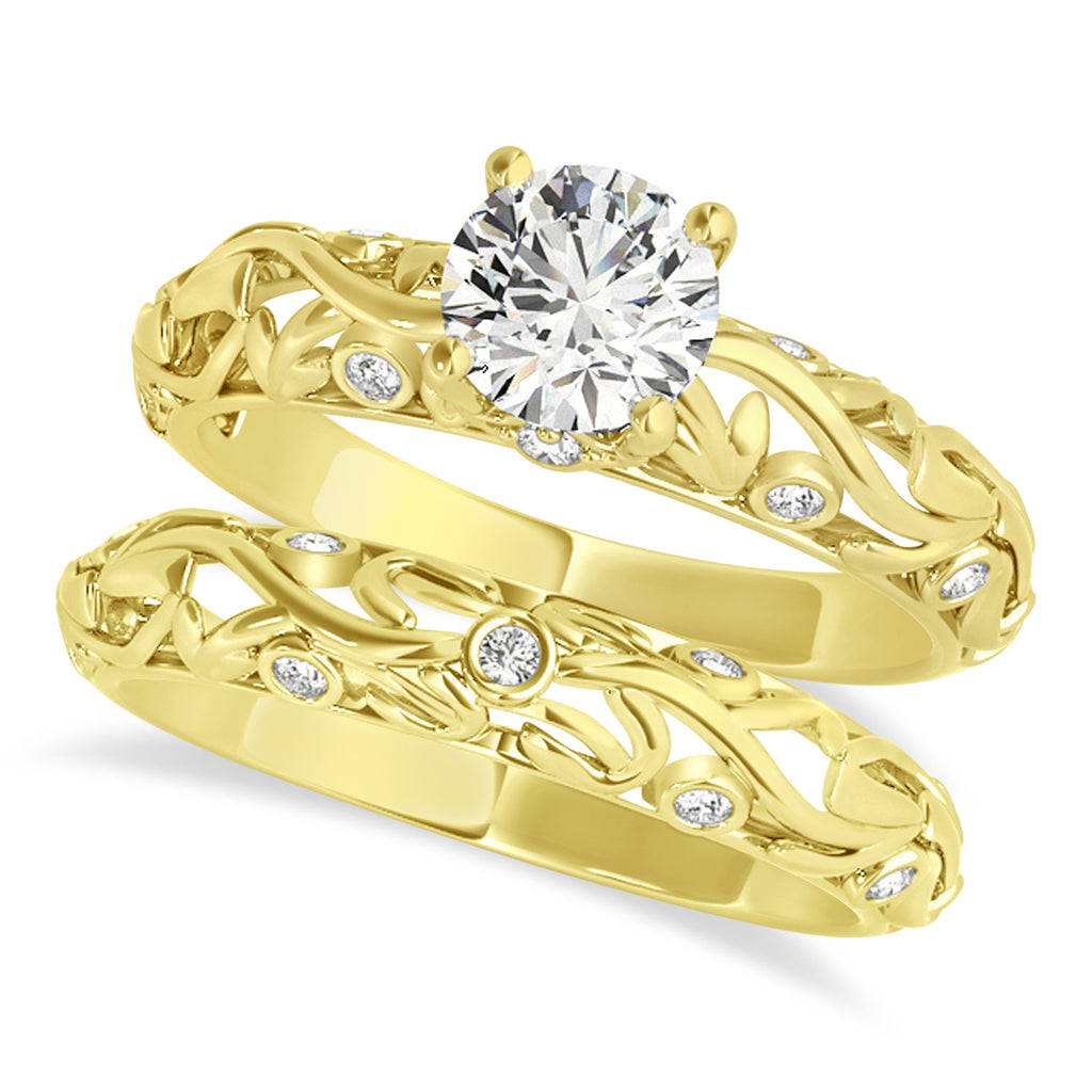 Diamond Antique Style Bridal Set 14k Yellow Gold (0.75ct)