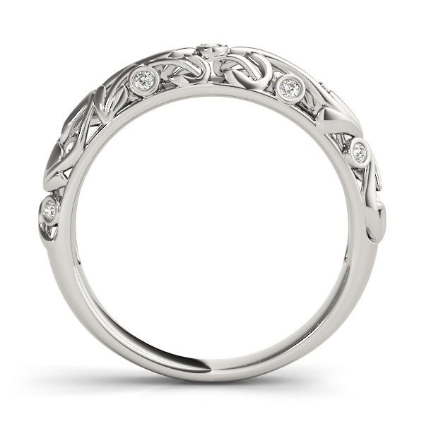 Diamond Antique Style Wedding Band 14k White Gold (0.07 ctw)