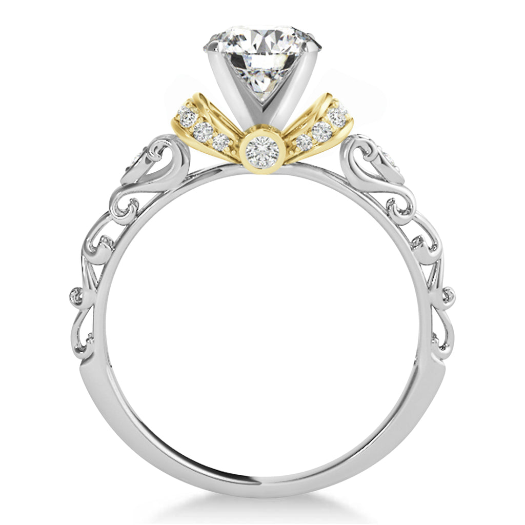 Diamond Antique Style Engagement Ring 14k Two-Tone Gold (0.87ct)
