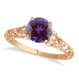 Lab Aleandrite & Diamond Antique Style Engagement Ring 14k Rose Gold (1.62ct)