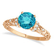 Blue Diamond & Diamond Antique Style Engagement Ring 14k Rose Gold (1.62ct)