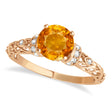 Citrine & Diamond Antique Style Engagement Ring 14k Rose Gold (0.87ct)