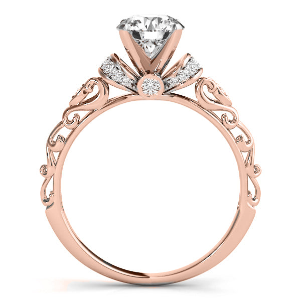 Lab Diamond Antique Style Engagement Ring Setting 18k Rose Gold (0.12ct)