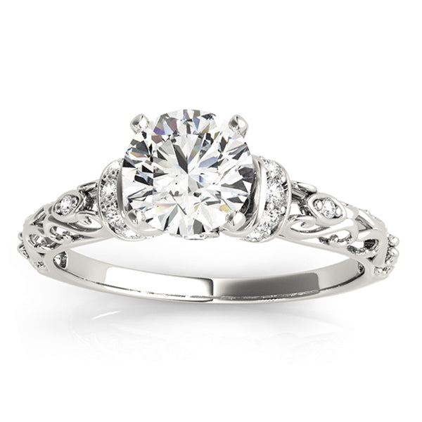 Lab Diamond Antique Style Engagement Ring Setting 18k White Gold (0.12ct)