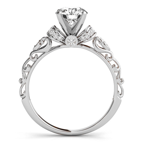 Lab Diamond Antique Style Engagement Ring Setting 18k White Gold (0.12ct)