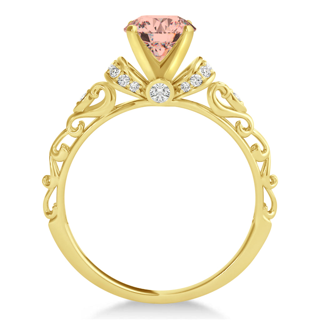 Morganite & Diamond Antique Engagement Ring 14k Yellow Gold (1.62ct)