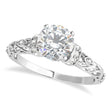 Moissanite & Diamond Antique Style Engagement Ring Platinum (0.87ct)
