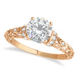 Moissanite & Diamond Antique Style Engagement Ring 14k Rose Gold (1.12ct)