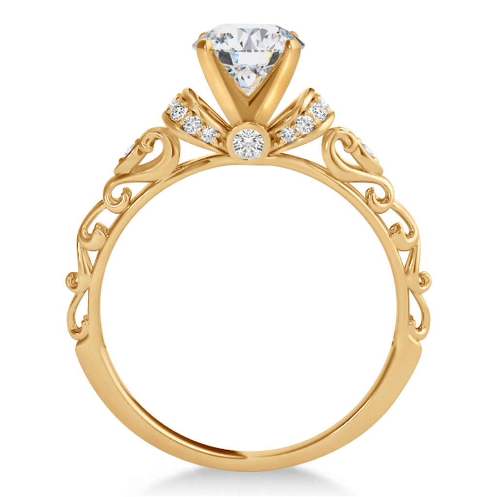 Moissanite & Diamond Antique Style Engagement Ring 14k Rose Gold (1.12ct)