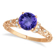 Tanzanite & Diamond Antique Style Engagement Ring 14k Rose Gold (1.12ct)