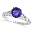 Tanzanite & Diamond Antique Style Engagement Ring 14k White Gold (1.62ct)