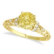 Yellow Diamond & Diamond Antique Engagement Ring 18k Yellow Gold .87ct