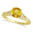 Yellow Sapphire Diamond Antique Engagement Ring 18k Yellow Gold 1.12ct
