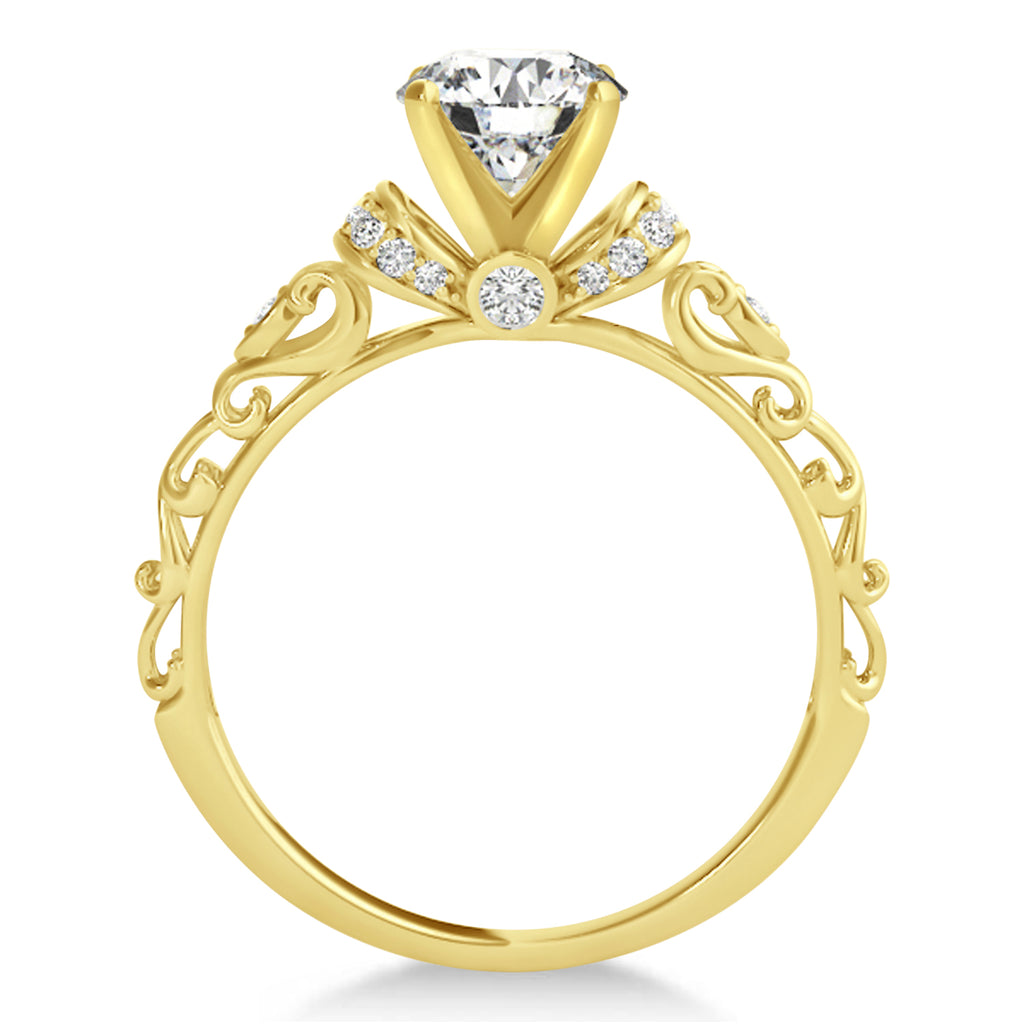 Diamond Antique Style Bridal Set 14k Yellow Gold (0.87ct)