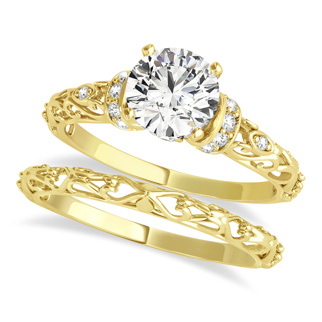 Diamond Antique Style Bridal Set 18k Yellow Gold (0.87ct)