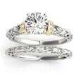 Lab Diamond Antique Style Bridal Set Setting 14k Two-Tone Gold (0.12ct)