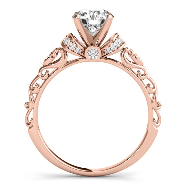 Lab Grown Diamond Antique Style Bridal Set Setting 18k Rose Gold (0.12ct)