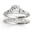 Lab Diamond Antique Style Bridal Set Setting 18k White Gold (0.12ct)