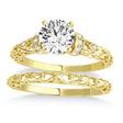 Lab Diamond Antique Style Bridal Set Setting 18k Yellow Gold (0.12ct)