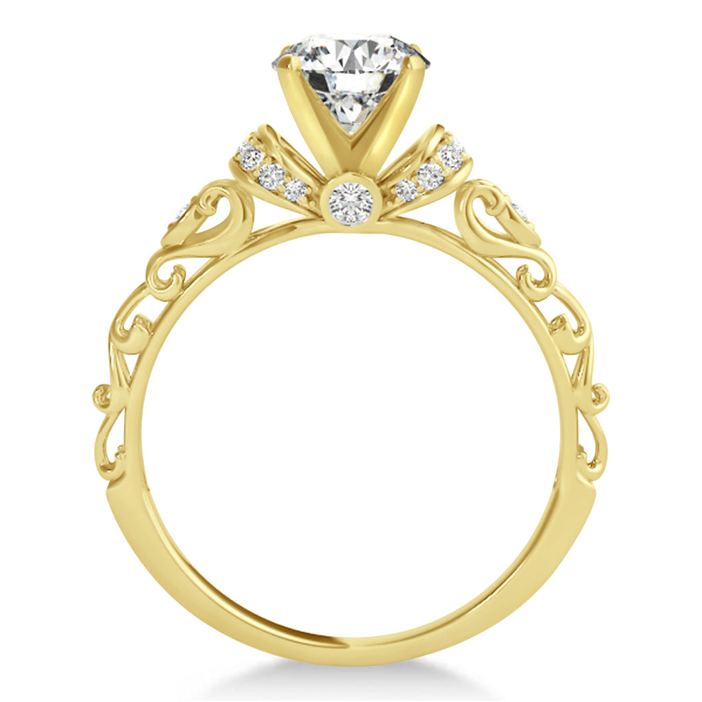 Lab Diamond Antique Style Bridal Set Setting 18k Yellow Gold (0.12ct)