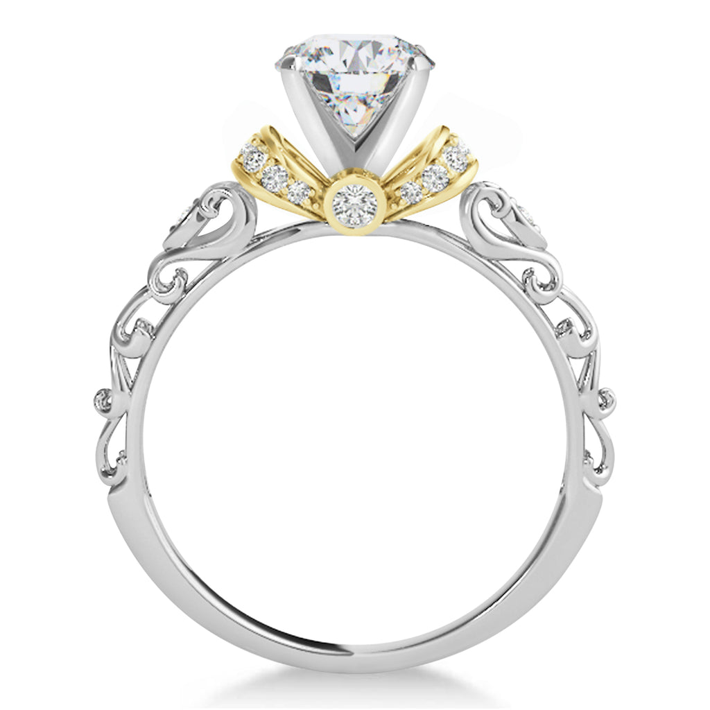 Moissanite & Diamond Antique Style Bridal Set 14k Two-Tone Gold (0.87ct)