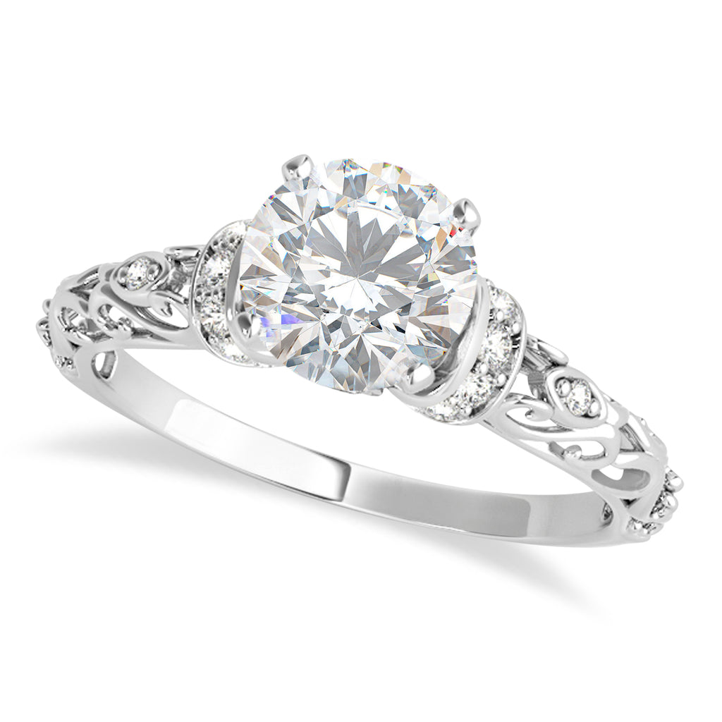 Moissanite & Diamond Antique Style Bridal Set Platinum (0.87ct)