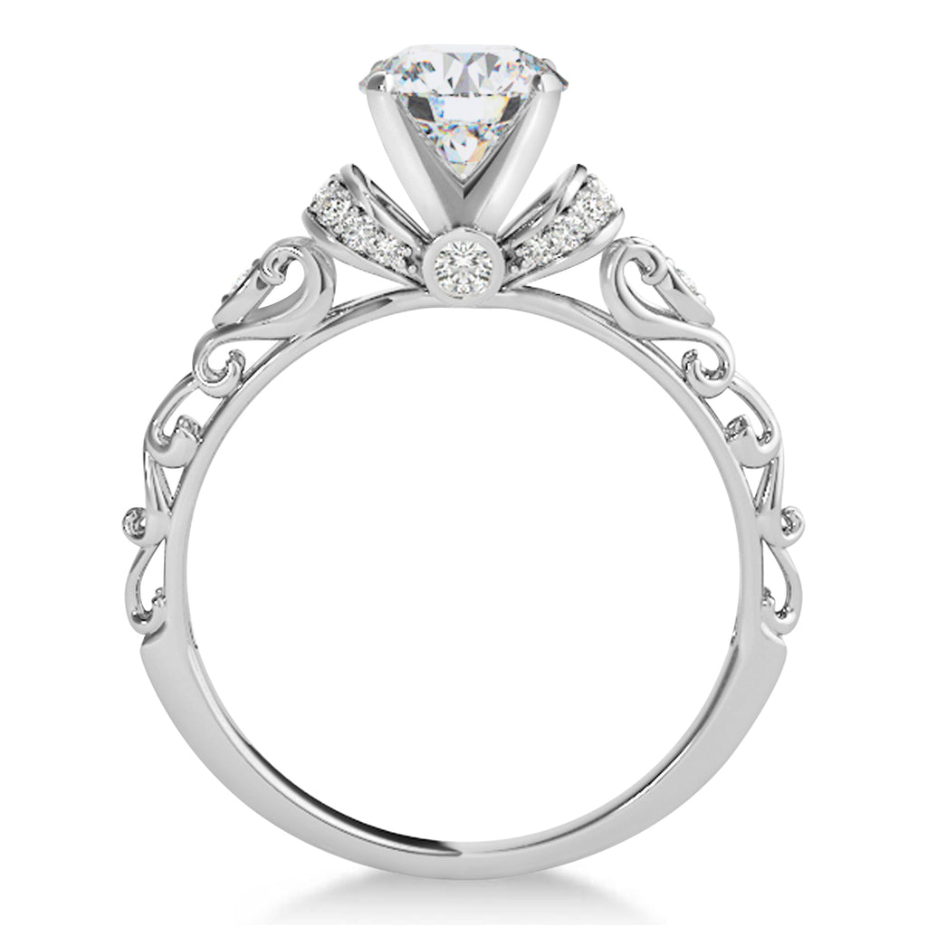 Moissanite & Diamond Antique Style Bridal Set Platinum (0.87ct)
