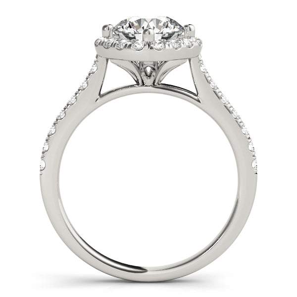 Diamond East West Halo Engagement Ring 14k White Gold (0.96ct)