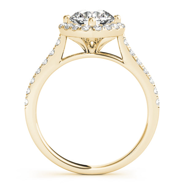 Diamond East West Halo Engagement Ring 18k Yellow Gold (0.96ct)