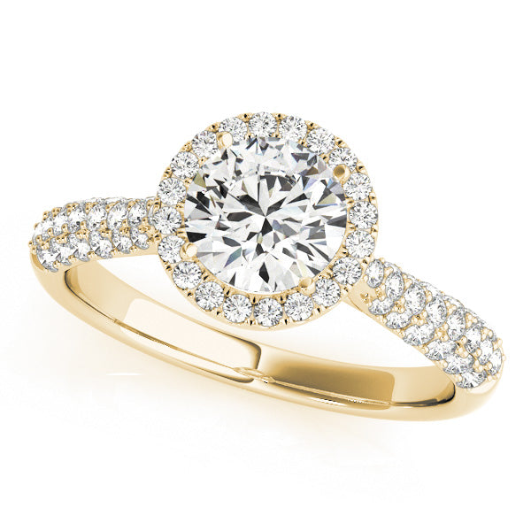 Tripple Row Diamond Halo Engagement Ring 18k Yellow Gold (1.08ct)