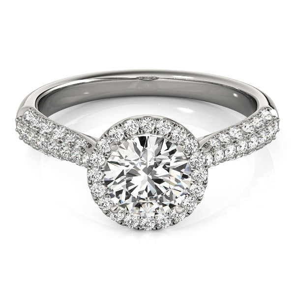 Tripple Row Diamond Halo Engagement Ring Palladium (1.08ct)