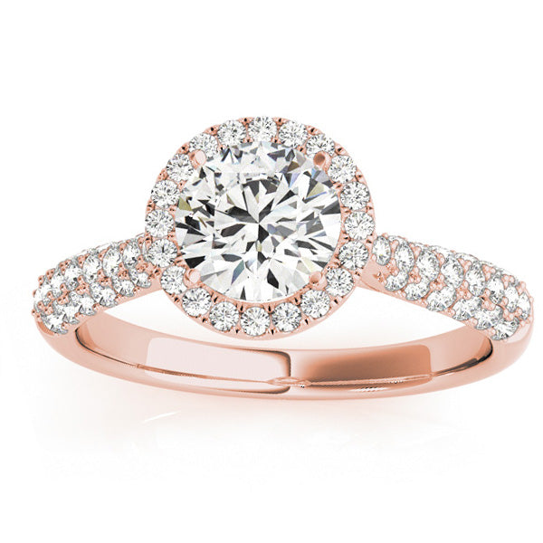 Diamond Halo Pave Sidestone Accented Engagement Ring 14k Rose Gold (0.33ct)