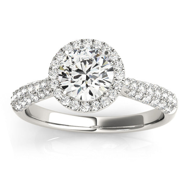 Diamond Halo Pave Sidestone Accented Engagement Ring 14k White Gold (0.33ct)