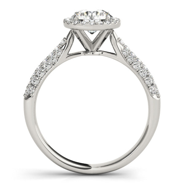 Diamond Halo Pave Sidestone Accented Engagement Ring 14k White Gold (0.33ct)