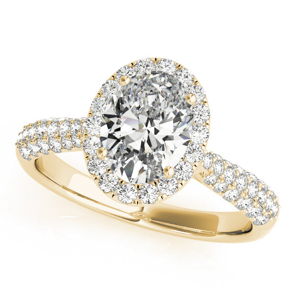 Oval-Cut Halo Pave Diamond Engagement Ring 14k Yellow Gold (1.32ct)