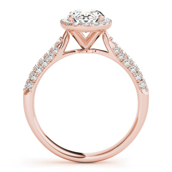 Oval-Cut Halo Pave Diamond Engagement Ring Setting 14k Rose Gold (0.34ct)