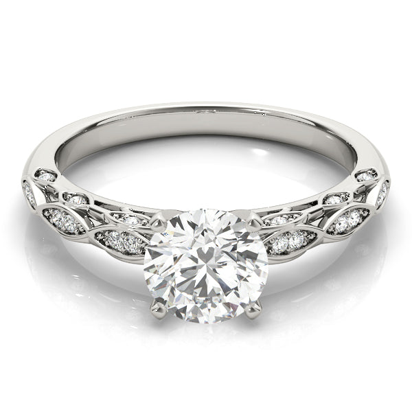 Elegant Diamond Engagement Ring Setting 14k White Gold (0.15ct)