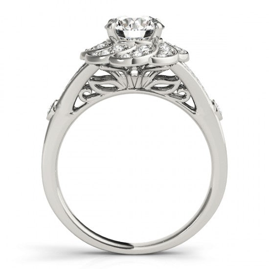Diamond Floral Split Shank Engagement Ring Setting Palladium (0.25ct)