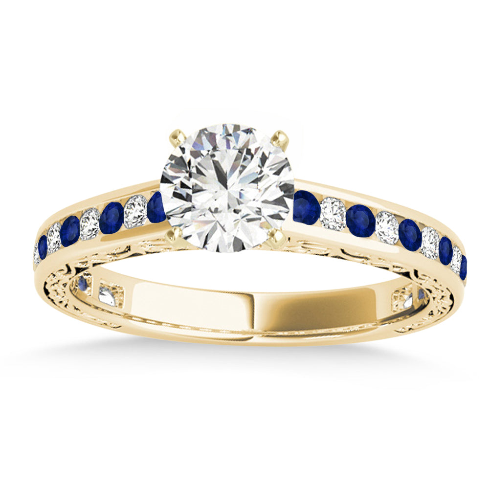 Blue Sapphire & Diamond Channel Set Engagement Ring 14k Yellow Gold (0.42ct)