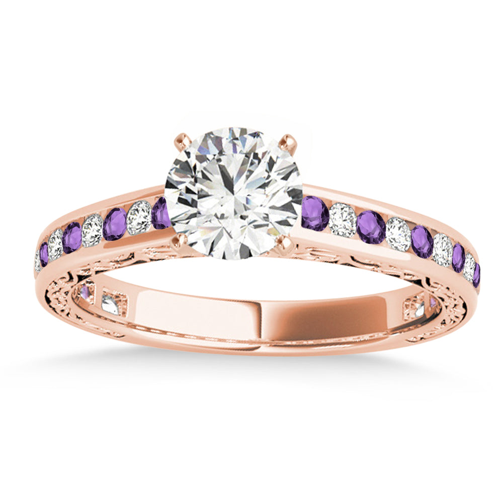 Amethyst & Diamond Twisted  Bridal Set 14k Rose Gold (0.87ct)