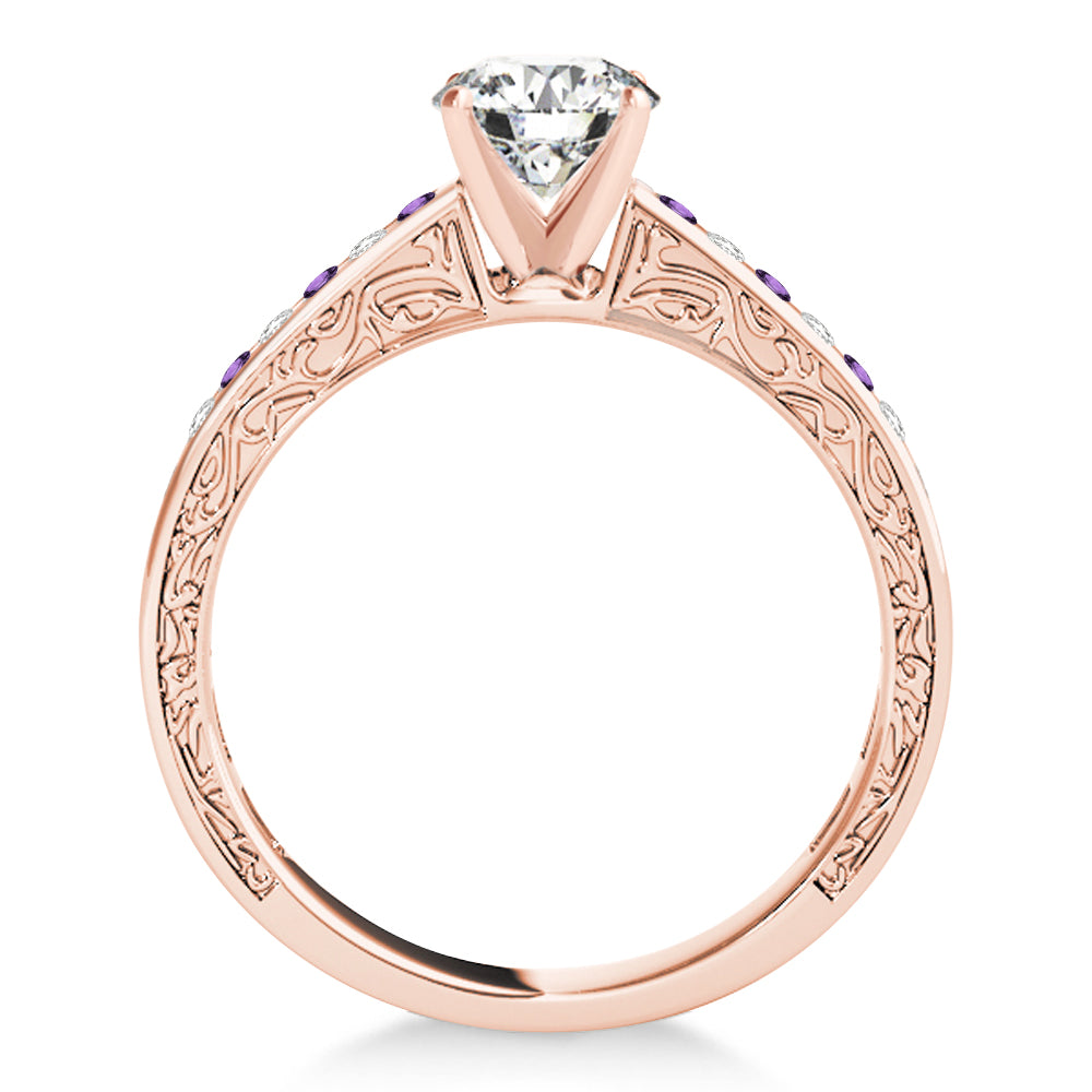 Amethyst & Diamond Twisted  Bridal Set 14k Rose Gold (0.87ct)